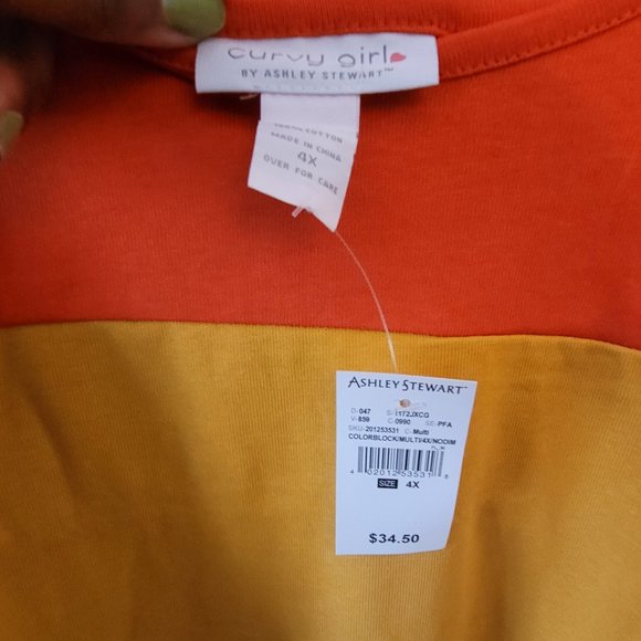 NWT Ashley Stewart Colorblock Crop Top - Picture 5 of 5